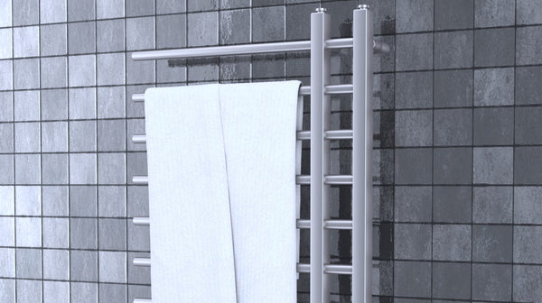 bathroom towel on towel warmer