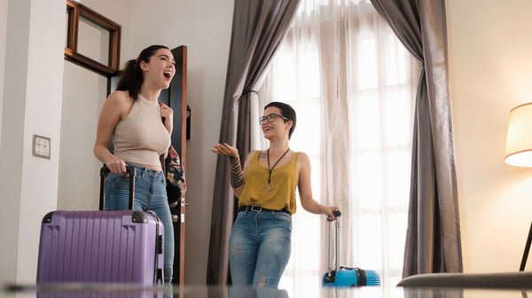 Female best friends on vacation as travel partners