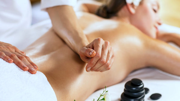 woman enjoying her back massage