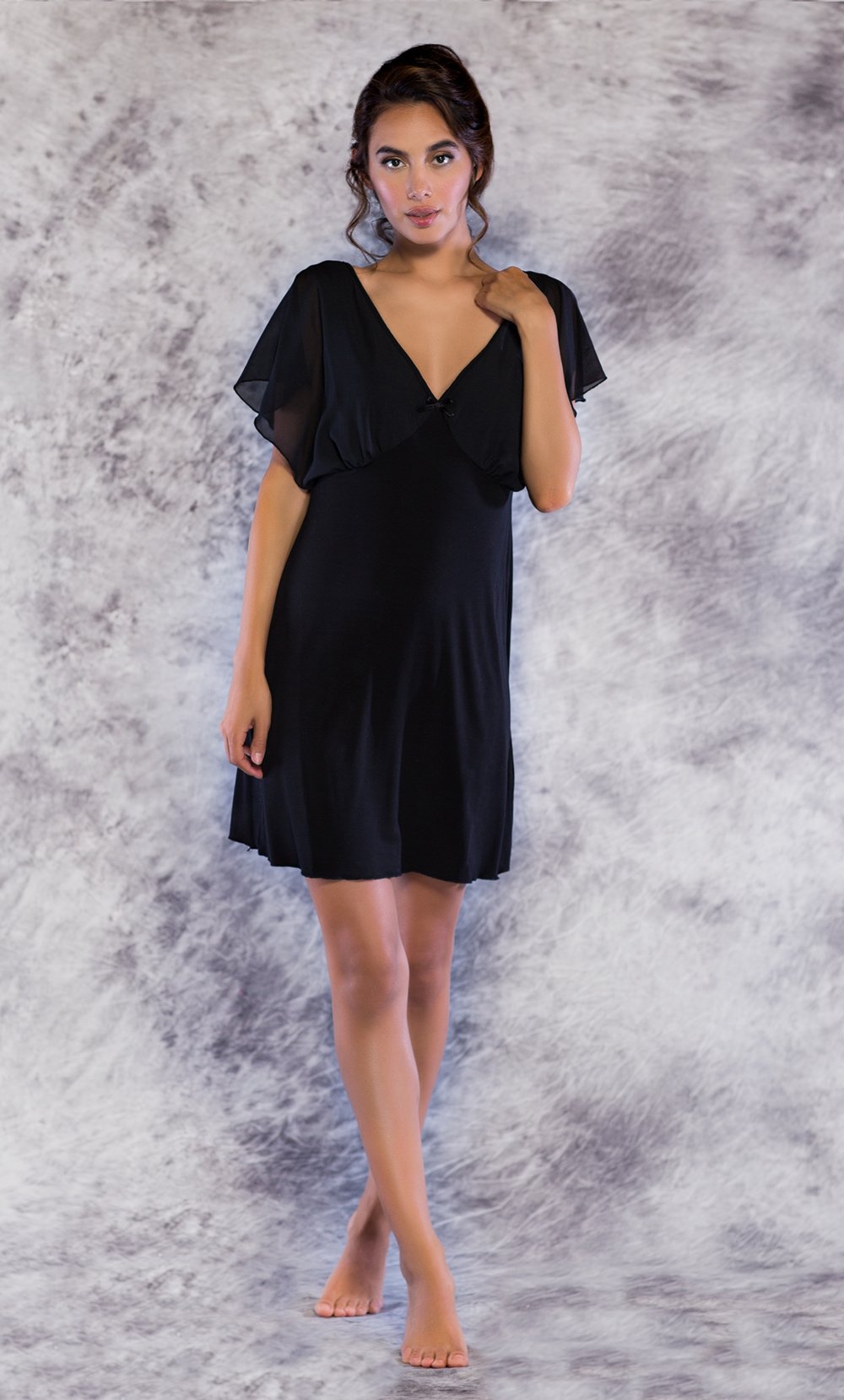 100% Chiffon Black Nightgown
