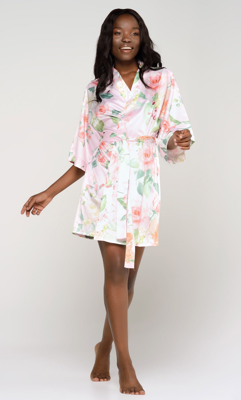 Pink Carmen Silky Satin Kimono Robe Robemart Wholesale Prices