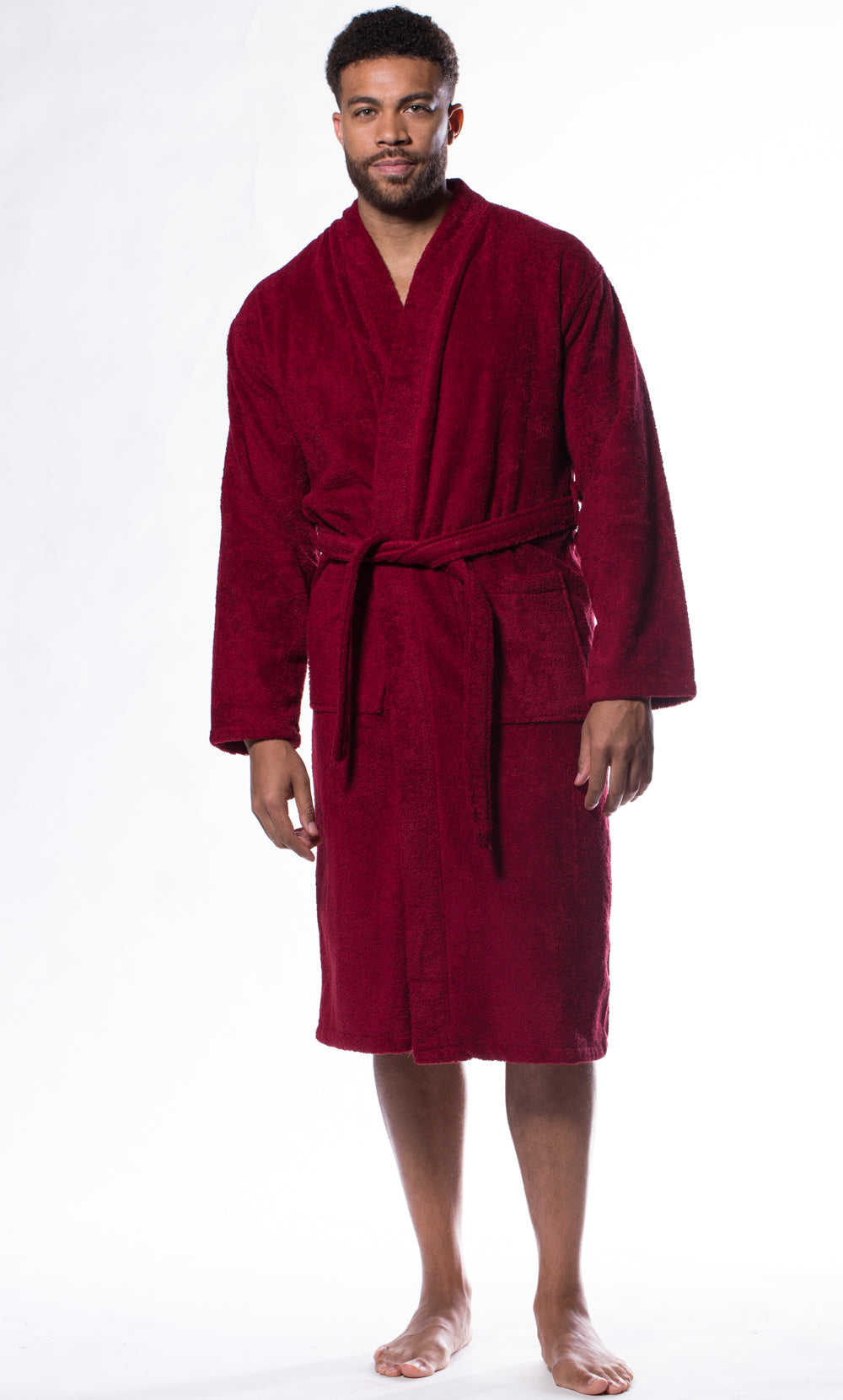 red dressing robe Men's Red Bathrobe Extra Long Warm Dressing Gown Full Length