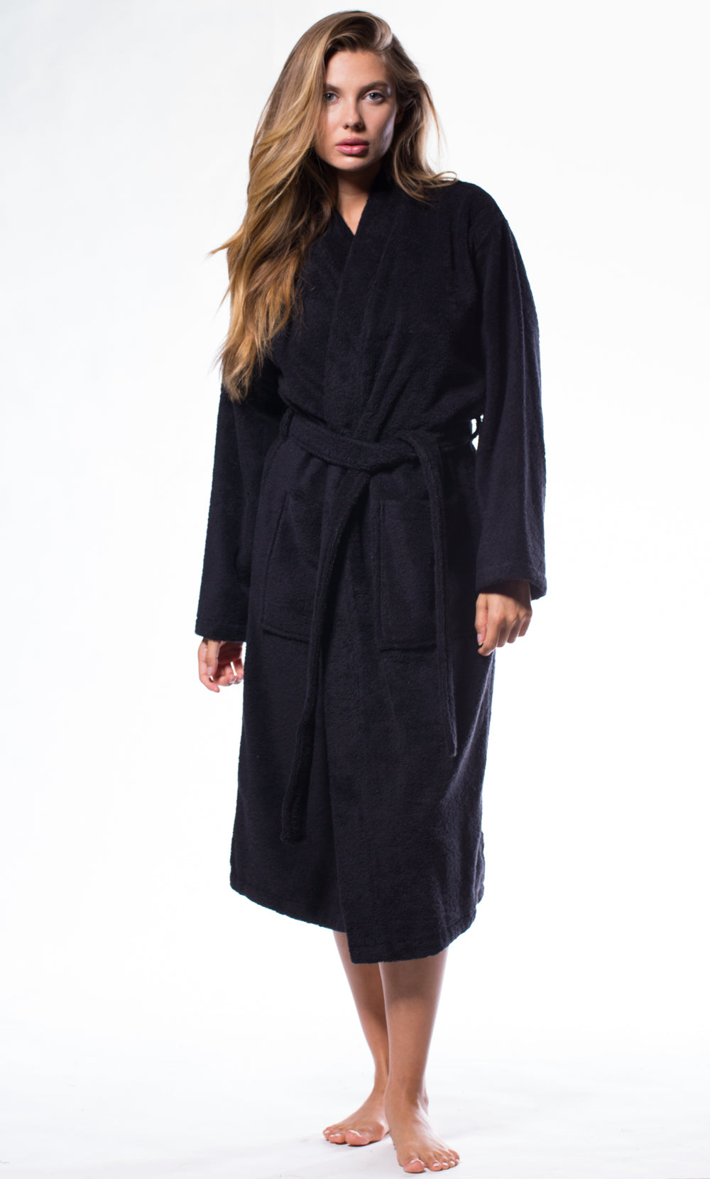 black towel dressing gown Black Terry Velour Shawl Collar 100% Cotton Bath Robes