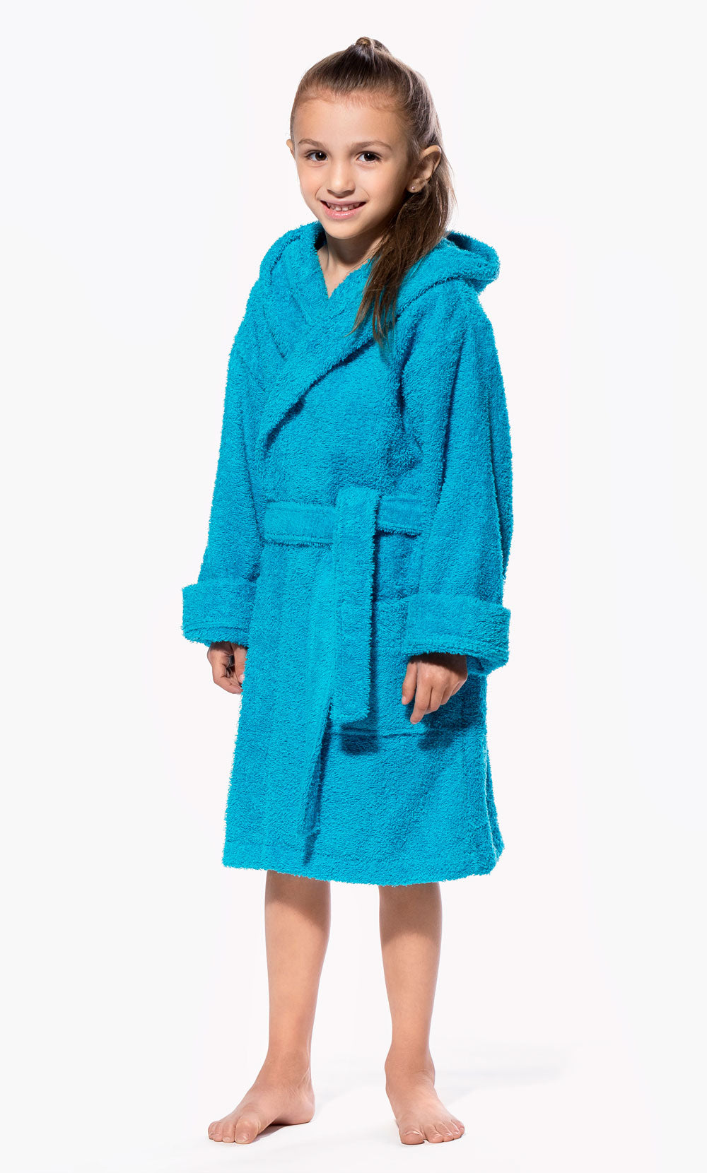 Kids Childrens 100% Cotton Bathrobe Terry Towelling Hooded Bath Robe Gown 7 - 13
