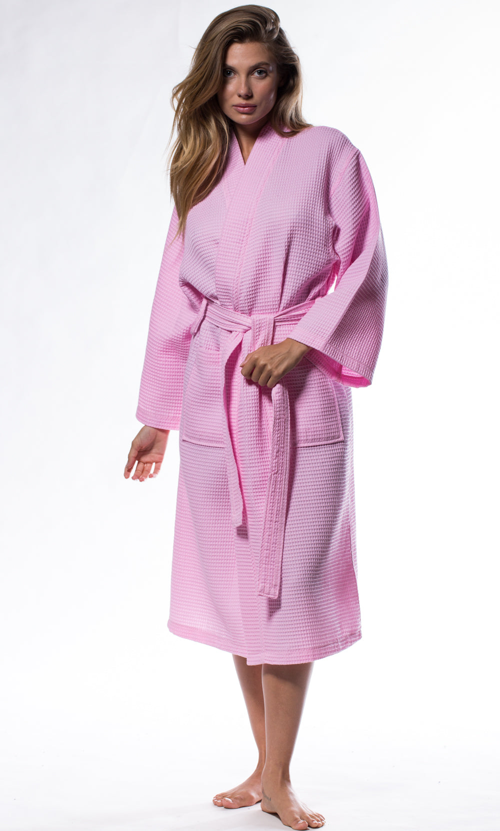 Womens Long Waffle Kimono Lightweight Cotton, Personalized Robe, Hotel Spa Bathrobe for Women - Adult - Unisex - Pink - Robe Mart Womens Long Waffle Kimono Lightweight Cotton, Personalized Robe, Hotel Spa Bathrobe for Women - Adult - Unisex - Pink - Robe Mart