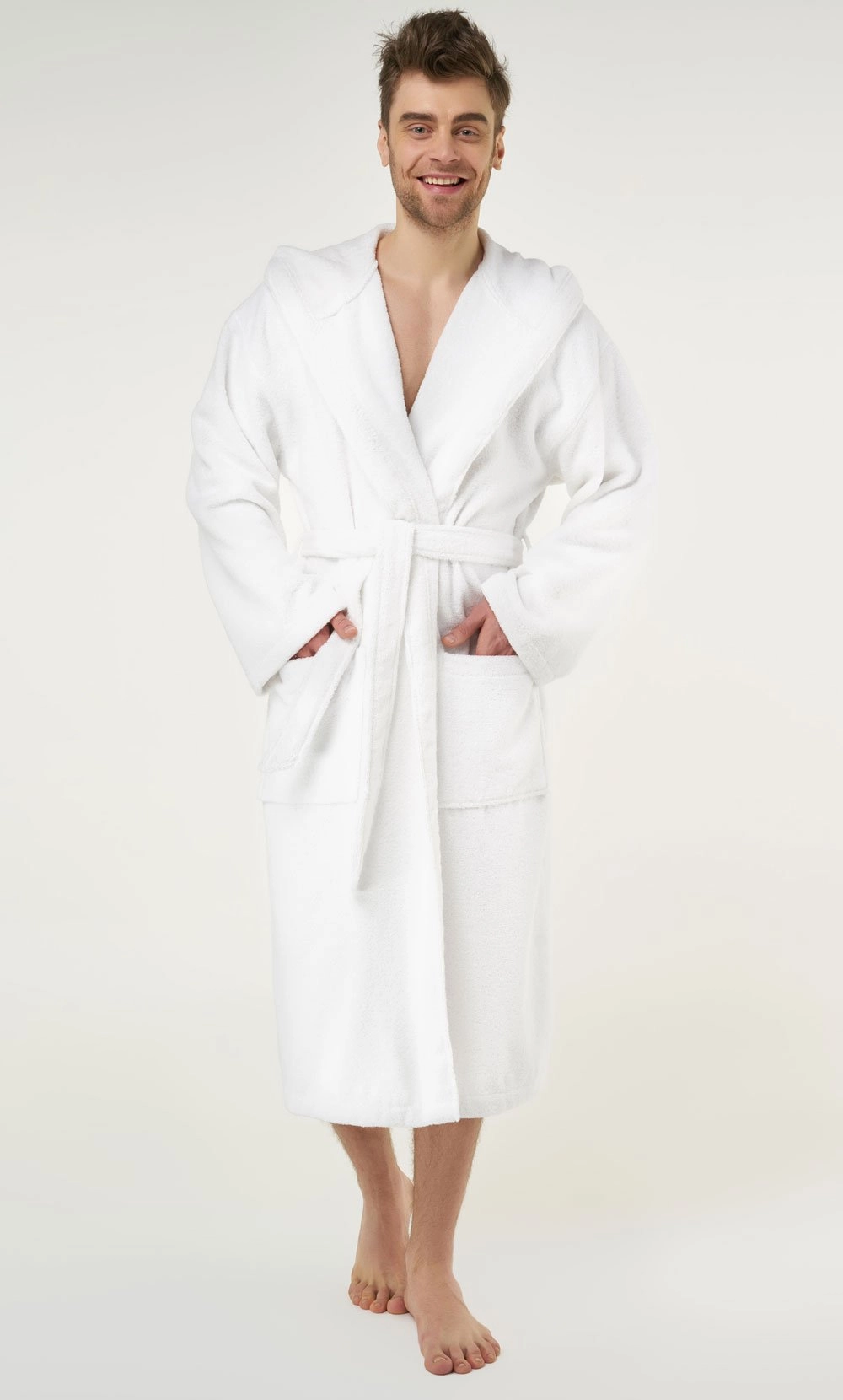 Men :: Robes :: Terry Cloth Robes :: 100% Turkish Cotton White Heavy Weight Hooded  Terry Bathrobe - Wholesale bathrobes, Spa robes, Kids robes, Cotton robes,  Spa Slippers, Wholesale Towels