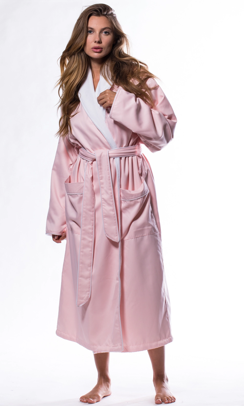 Women's :: Luxury Microfiber Plush Lined Robe Pink - Wholesale