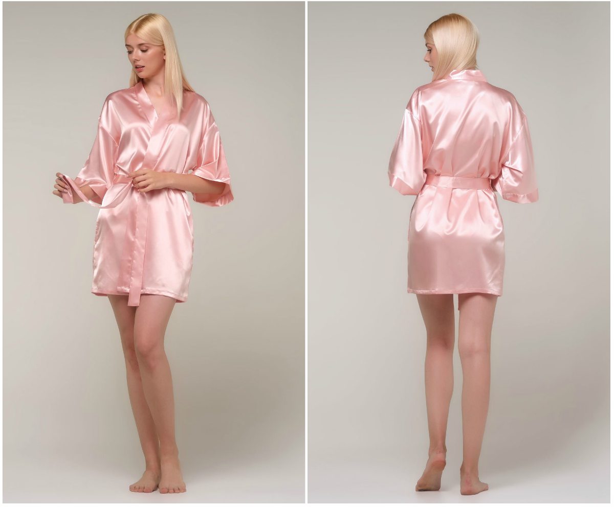 satin kimono pink short robe | How To Wear A Robe To This Year’s Halloween Party | silk robe halloween costume | robes for women