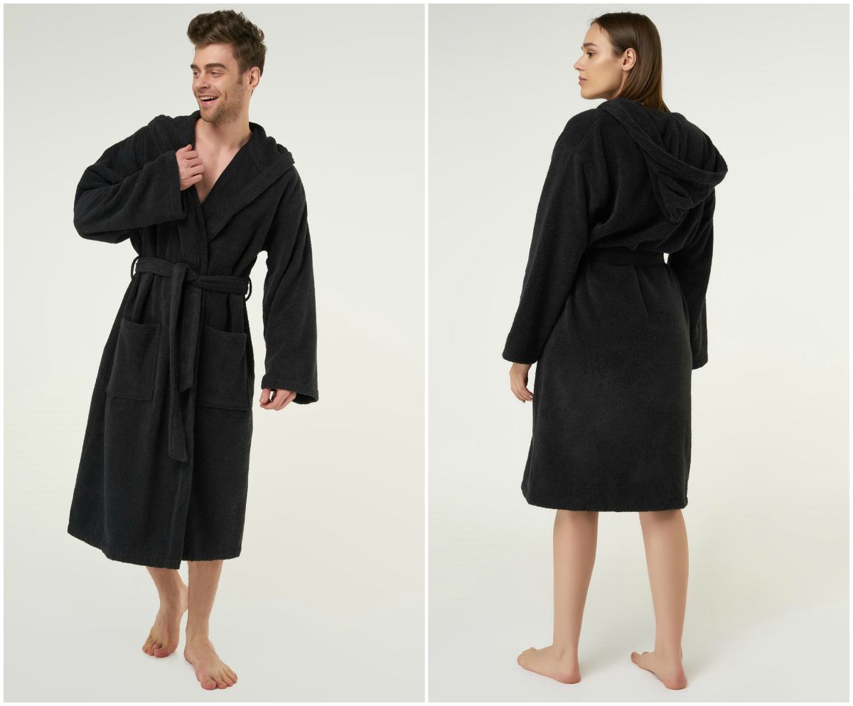 turkish cotton black hooded robe | Ways to Make Family Movie Night Even More Fun | movie night | family movie night