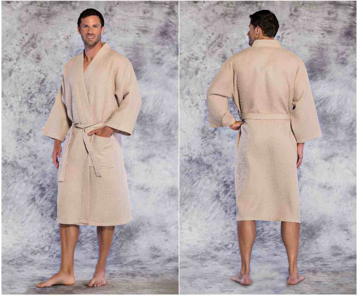 men waffle kimono taupe robe | Things To Consider When Purchasing A Men's Robe | men's robe | japanese men's robe