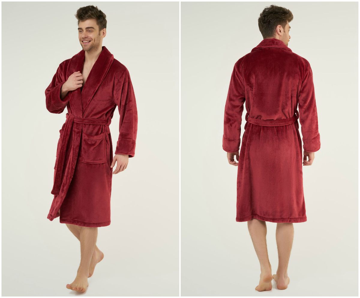 burgunday microfleece collar robe | Things To Consider When Purchasing A Men's Robe | men's robe | silk men's robe