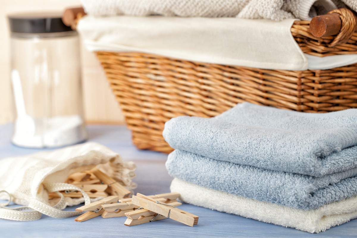 clothespins towel and laundry detergent | Reasons Why Turkish Towels Are A Must For Your Hotel | turkish towel | turkish fabric
