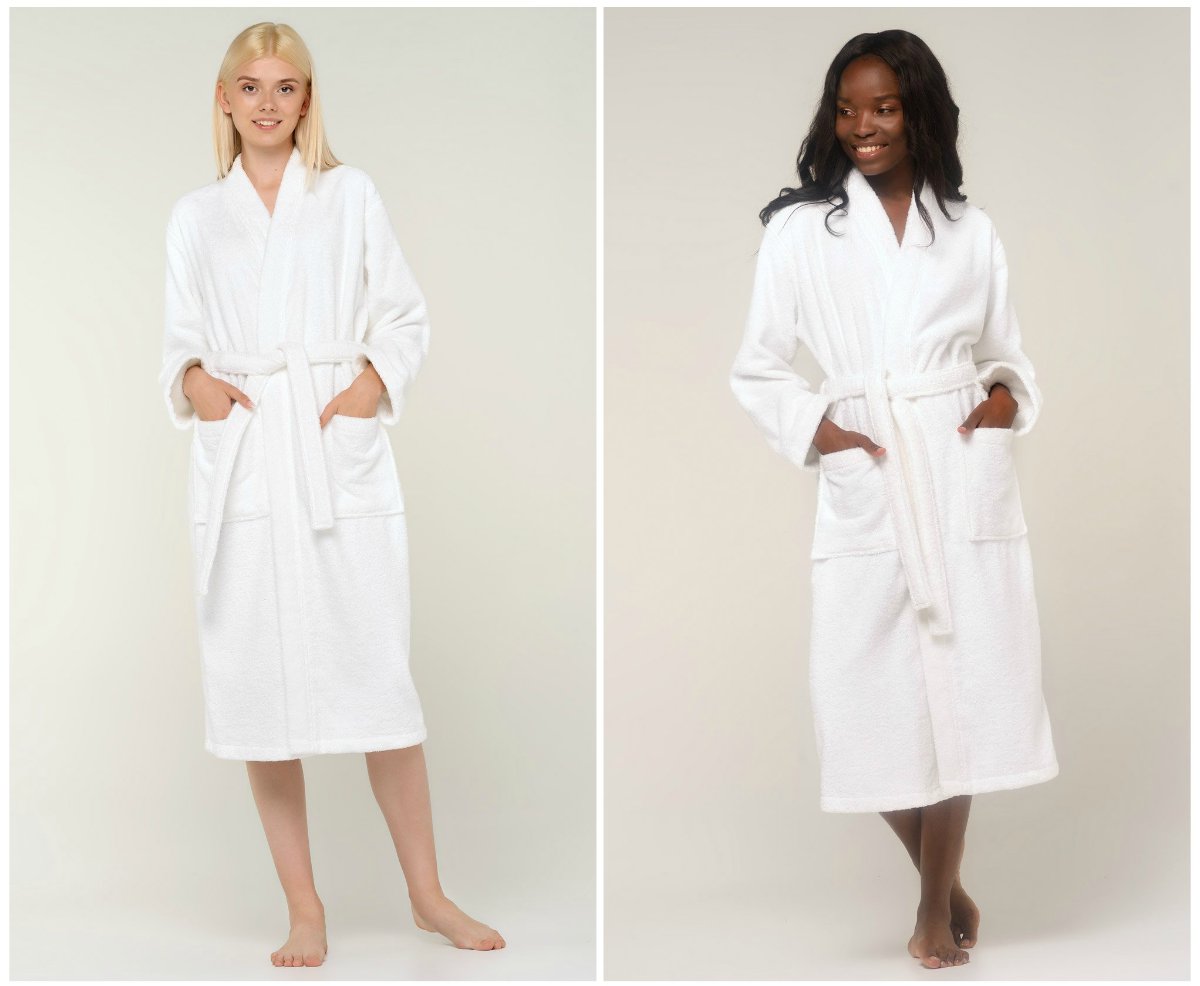 white terry kimono bathrobe for women | Last-Minute Bathrobe Halloween Costumes For An Effortless Evening | halloween costumes | funny last-minute costume ideas