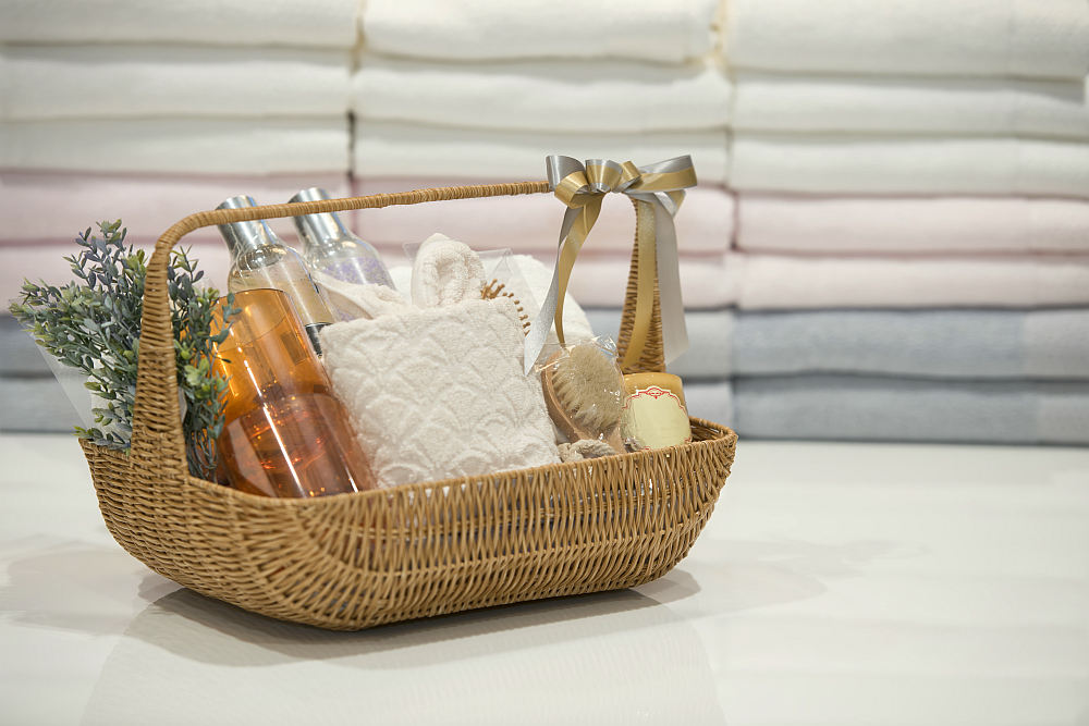 Soft focus and background blurred Gift Baskets | How To Improve Your Airbnb Essentials And Amenities | airbnb amenities essentials