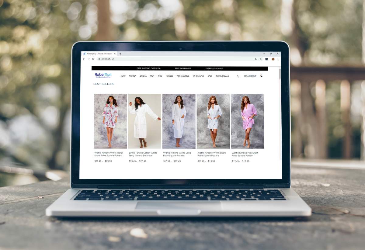 laptop showing Robemart website | Where To Find The Best Hotel Robes | hotel robes | hotel robes wholesale