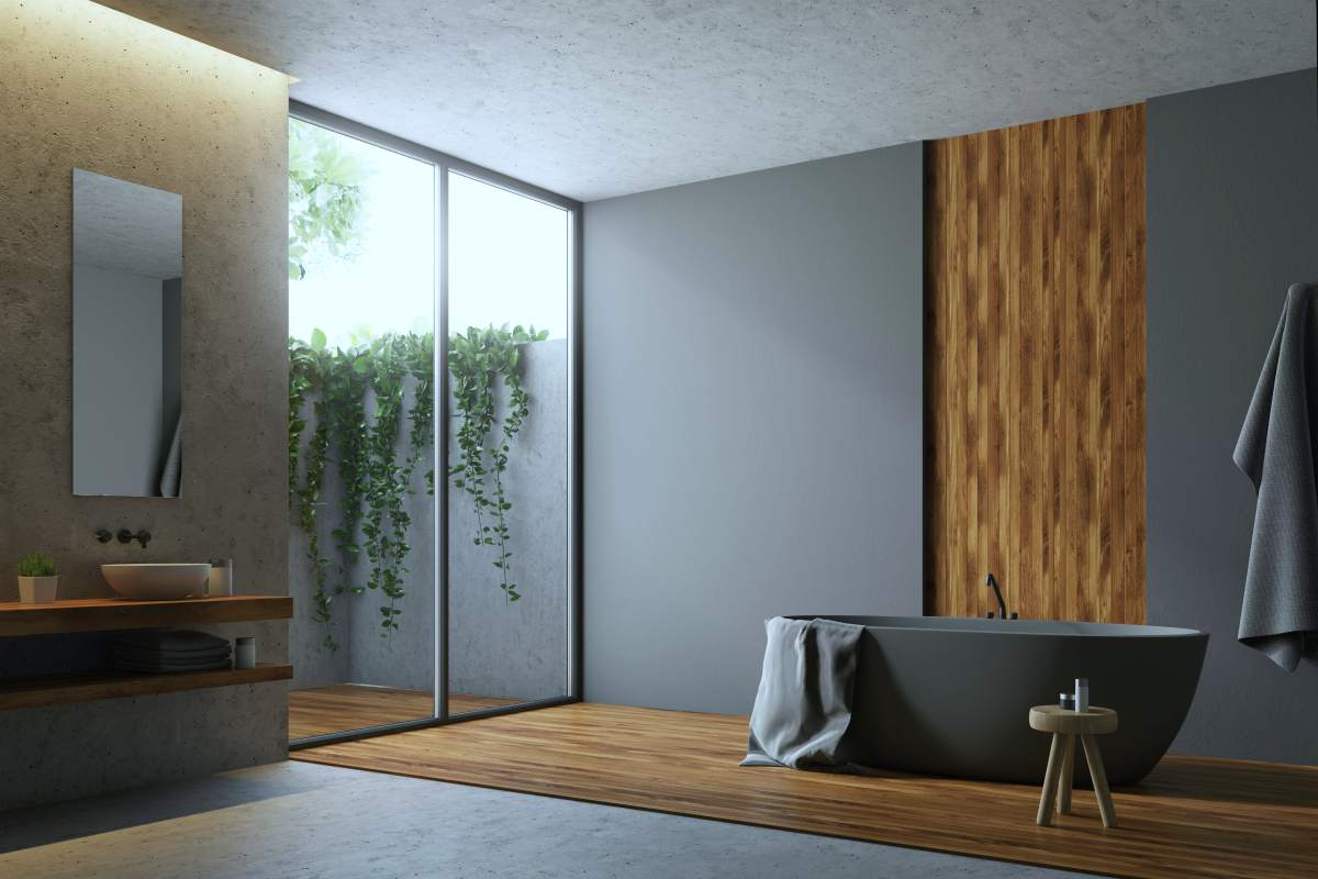 gray and wooden bathroomm | Luxurious Bathroom Decor Ideas and Tips | modern bathroom