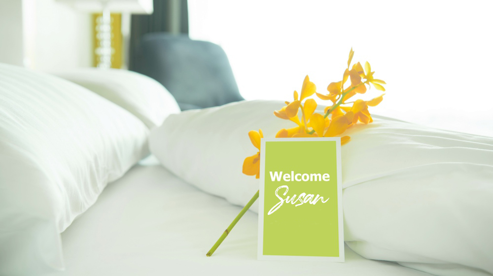 welcome card placed inside hotel room | Ways To Improve Hotel Guest Experience | hotel guest | guest experience