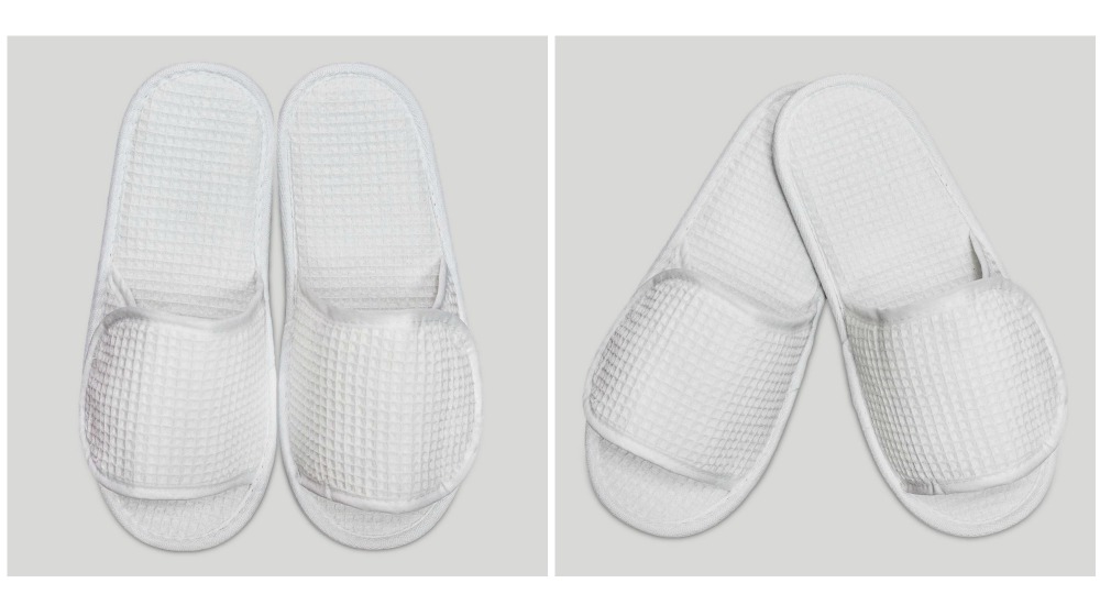 white velcro adjustable waffle adult slippers | Ways To Improve Hotel Guest Experience | hotel guest | customer experience
