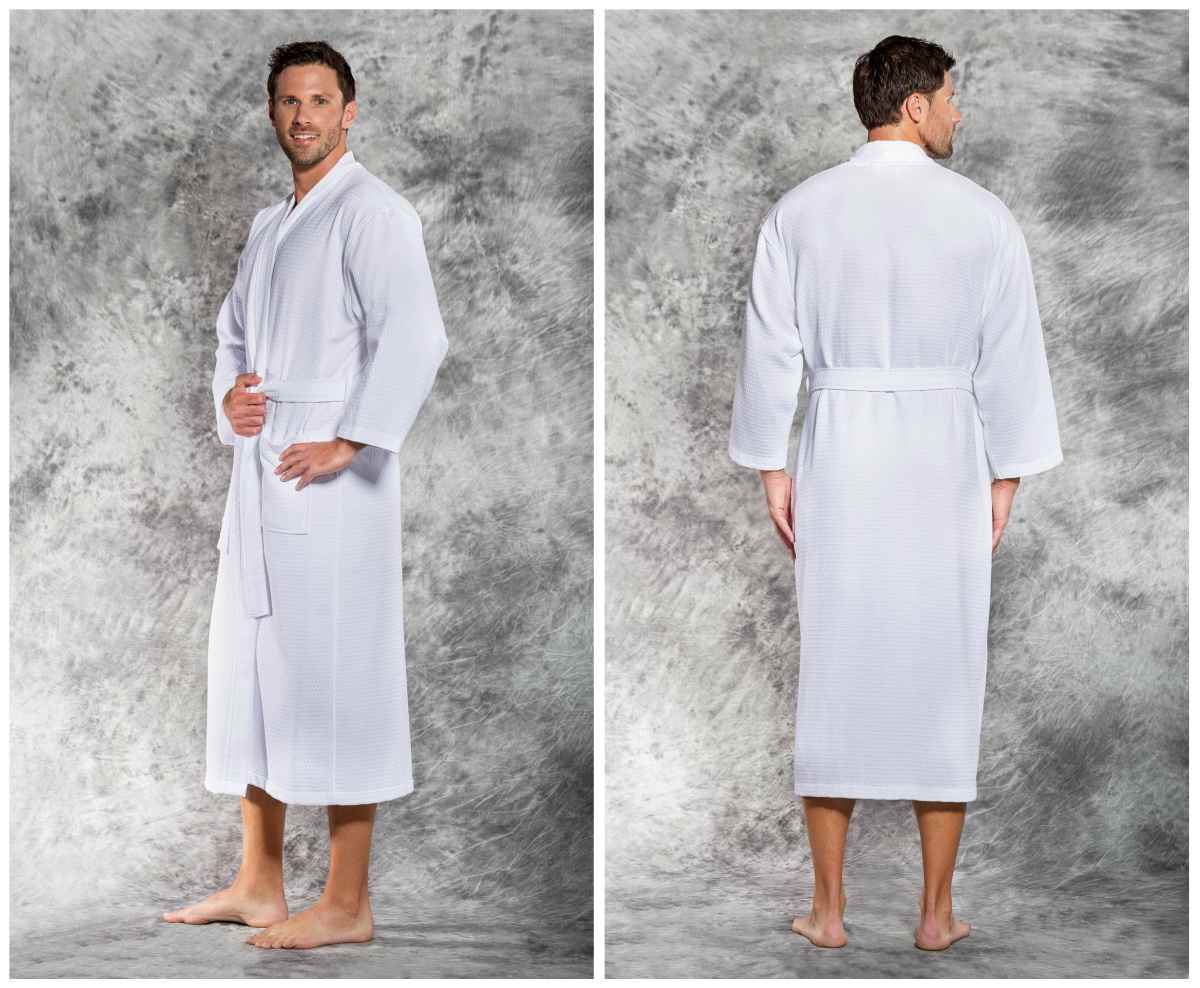 men new 100 turkish cotton white waffle kimono robe | The Best Robes To Buy For Your Spa Or Hotel Business | best robe | hotel robes