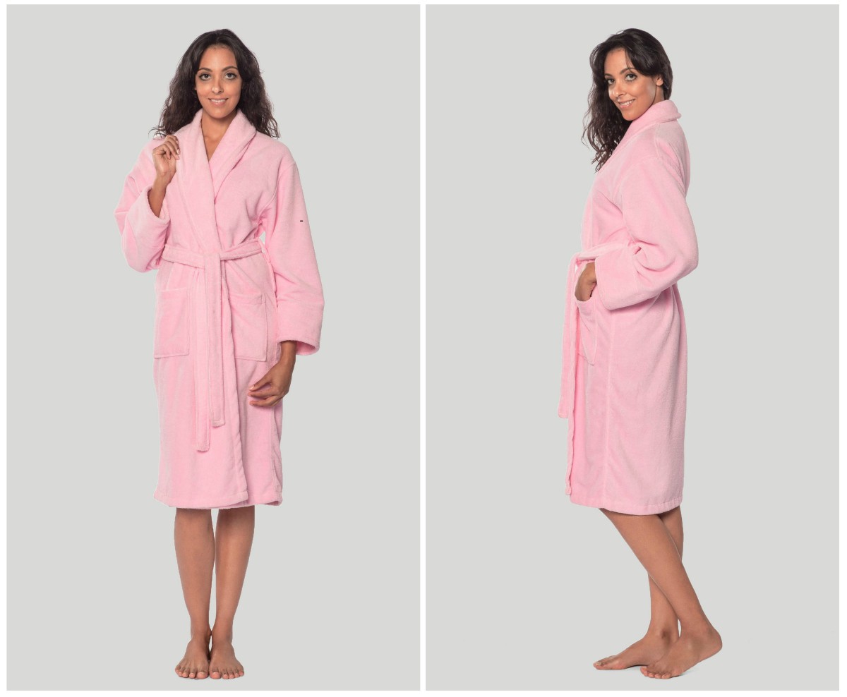 pink terry microfiber bathrobe | The Best Robes To Buy For Your Spa Or Hotel Business | best robe | girls spa robe