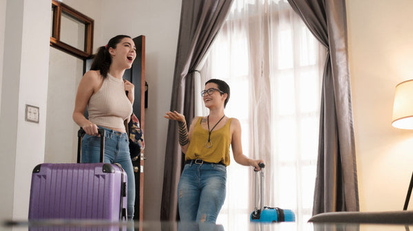 Female best friends on vacation as travel partners