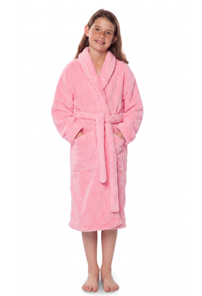 Pink Plush Super Soft Fleece Shawl Kid's Robe