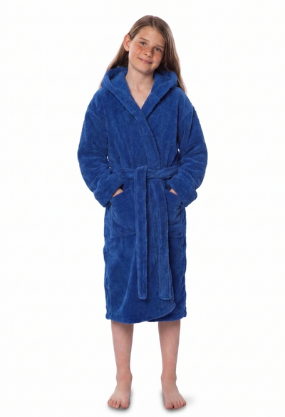 Royal Blue Plush Super Soft Fleece Shawl Kid's Robe