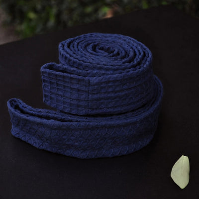 Square Pattern Bathrobe Belt - Navy Blue