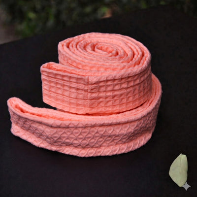 Square Pattern Bathrobe Belt - Soft Peach