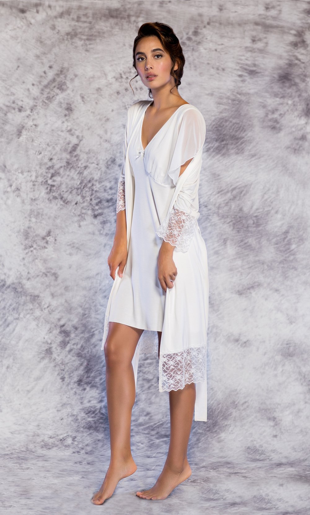 100% Chiffon Ivory Nightgown - Final Sale RobeMart 100% Chiffon Ivory Nightgown - Final Sale RobeMart