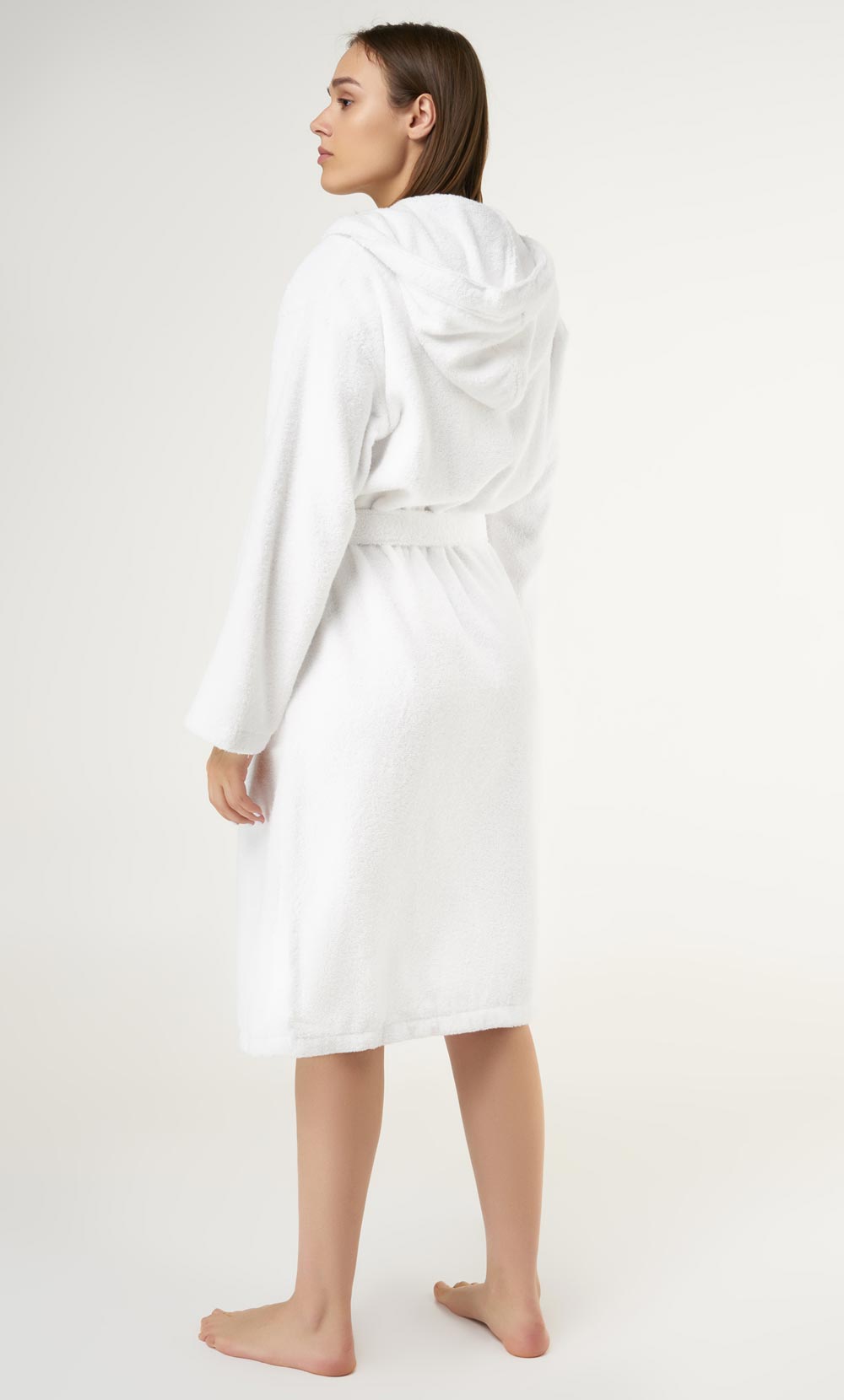 100% Turkish Cotton White Heavy Weight Hooded Terry Bathrobe