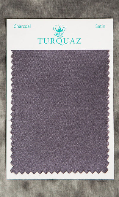 Charcoal Satin Fabric Swatch - Free Shipping