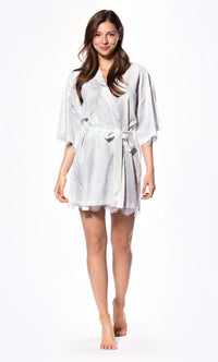 Eliza Lace Bridal Kimono White Short Robe