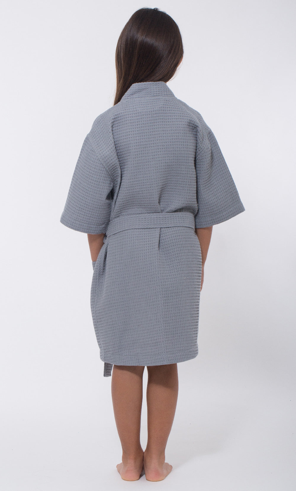 Gray Waffle Kimono Kid's Robe – RobeMart