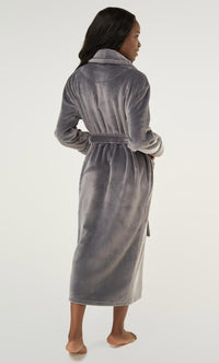 Gray Plush Soft Warm Fleece Womens Robe