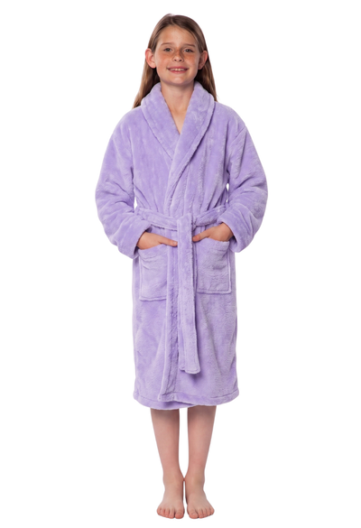 Lavender Plush Super Soft Fleece Shawl Kid's Robe