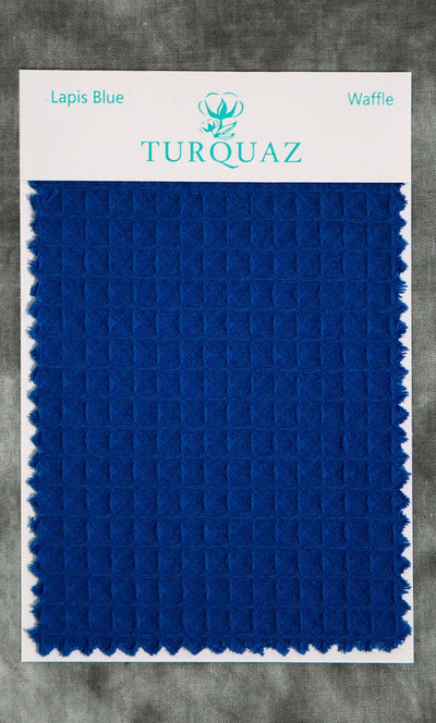 Lapis Blue Waffle Fabric Swatch - Free Shipping