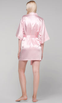 Light Pink Satin Kimono Short Robe
