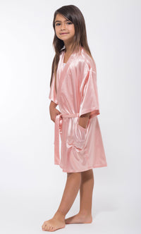Pink Satin Kimono Kid's Robe