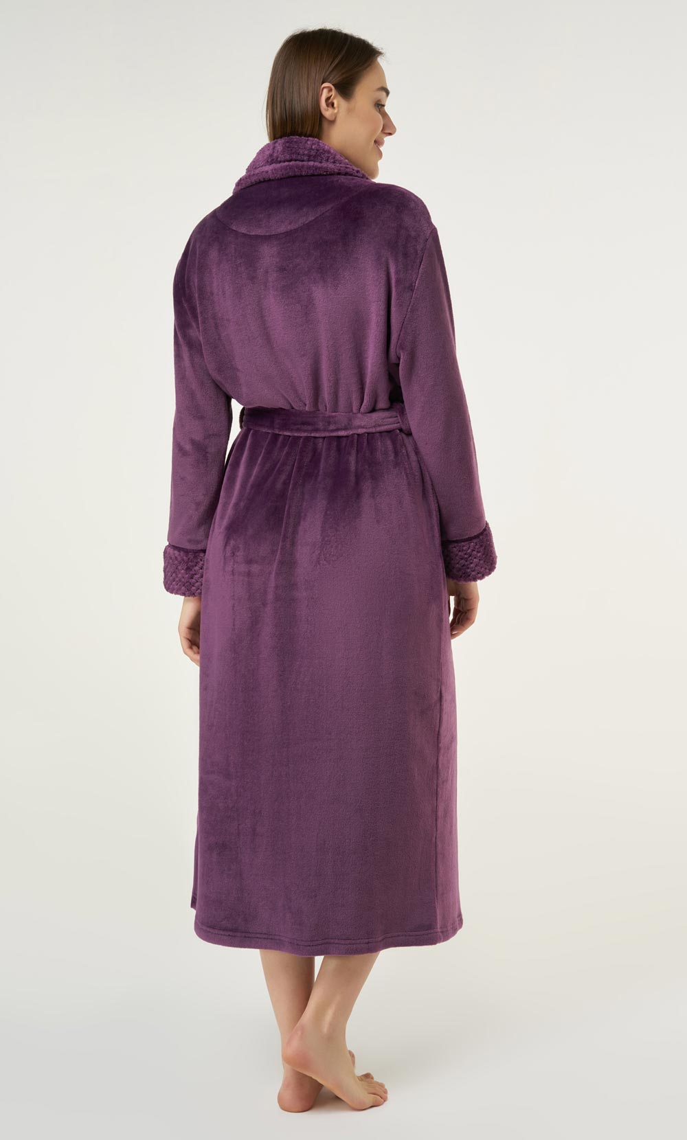 Purple Plush Soft Warm Fleece Womens Robe