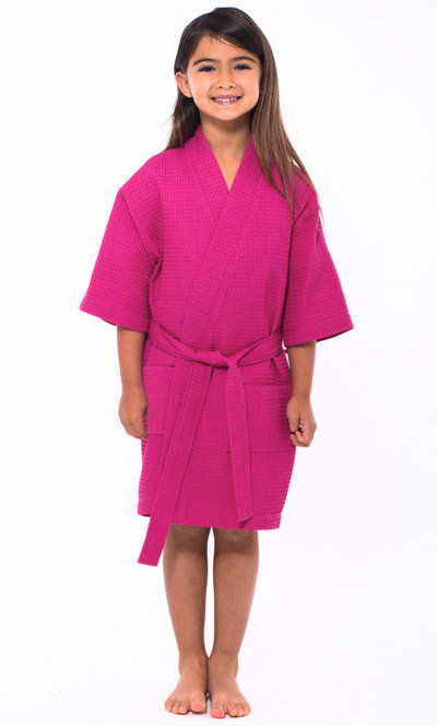 Fuchsia Waffle Kimono Kid's Robe