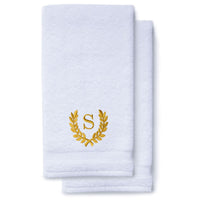 Gold Initial Premium Hand Towel Roman 16 X 30 Inch, Set of 2