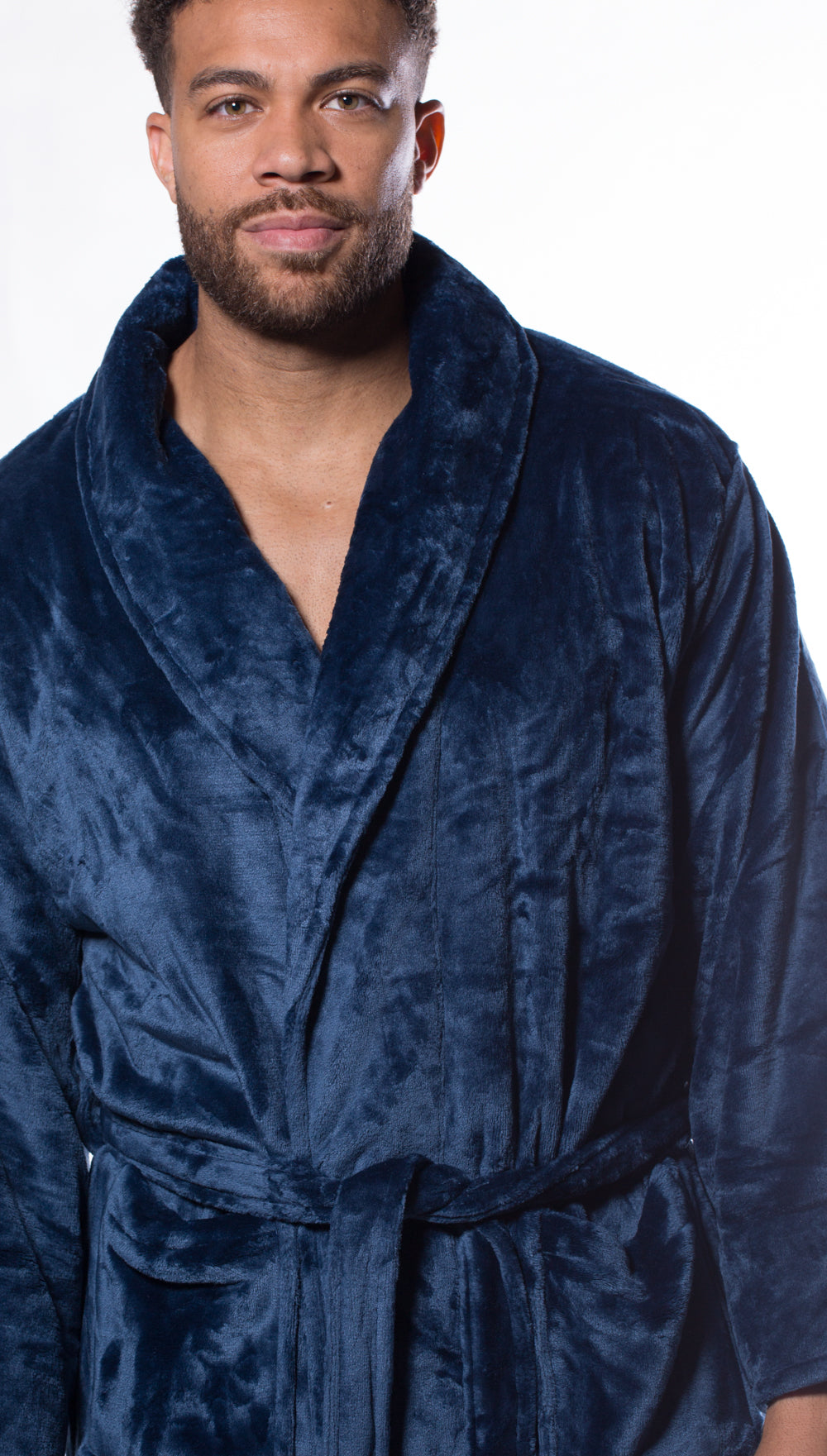 Navy Blue Super Soft Tahoe Microfleece Shawl Collar Robe – RobeMart