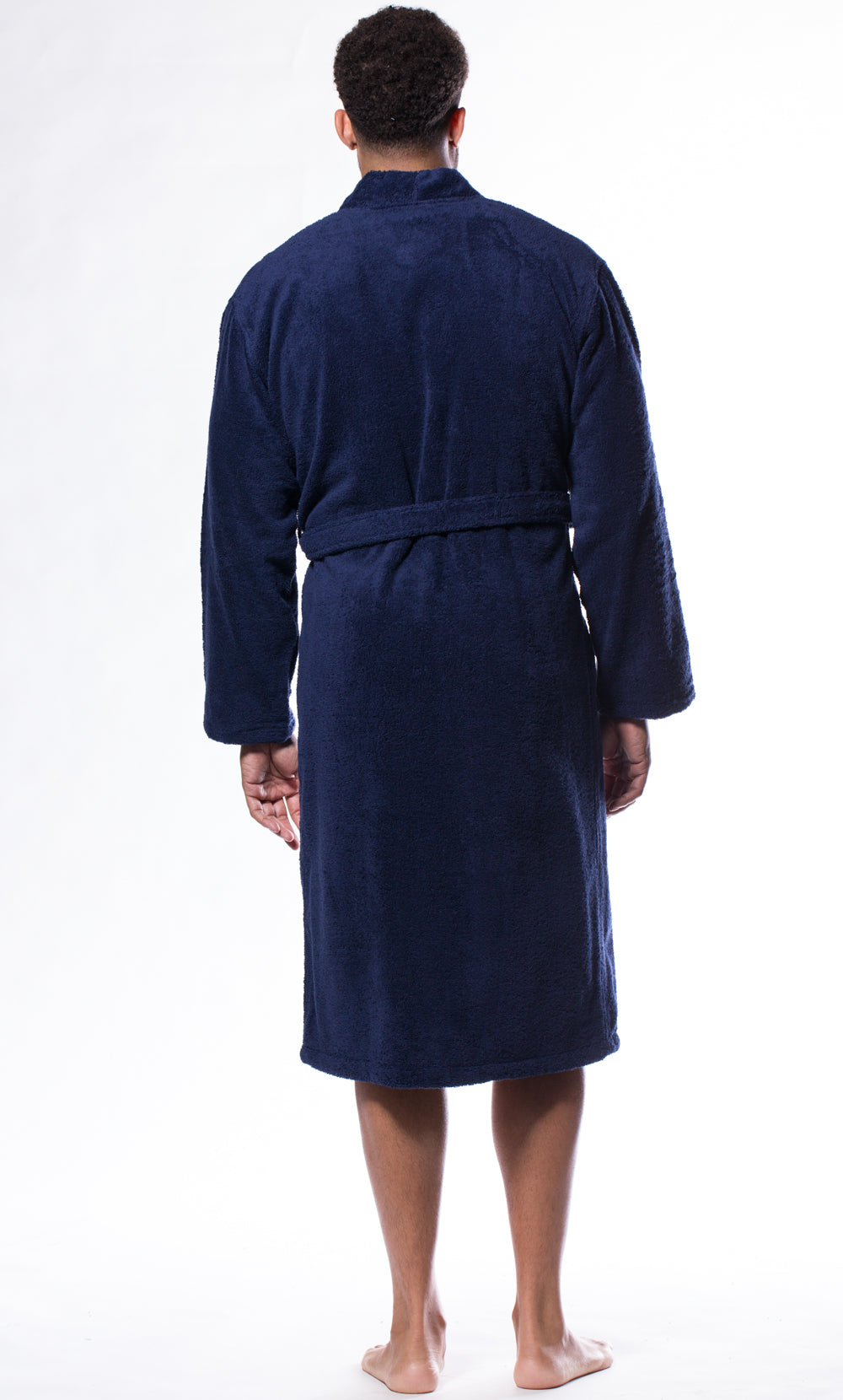 100% Turkish Cotton Navy Blue Terry Kimono Bathrobe