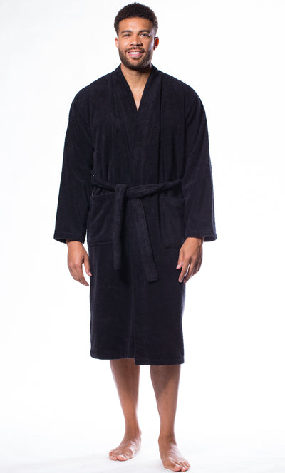 100% Turkish Cotton Black Terry Kimono Bathrobe