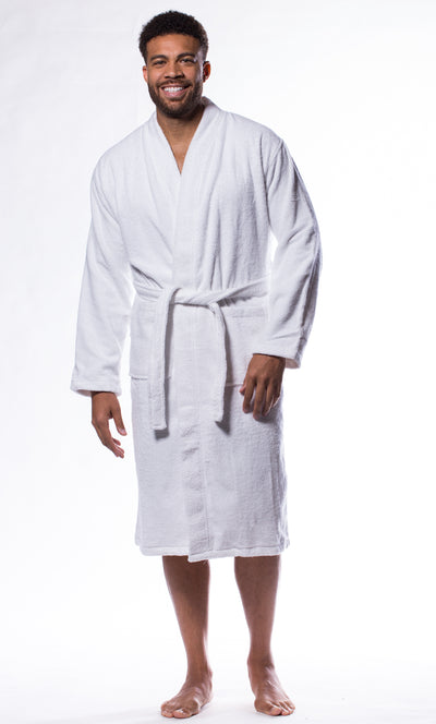100% Turkish Cotton White Terry Kimono Bathrobe