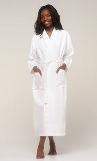 100% Turkish Cotton White Waffle Kimono Robe