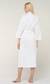 100% Turkish Cotton White Waffle Kimono Robe