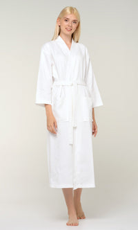 100% Turkish Cotton White Waffle Kimono Robe