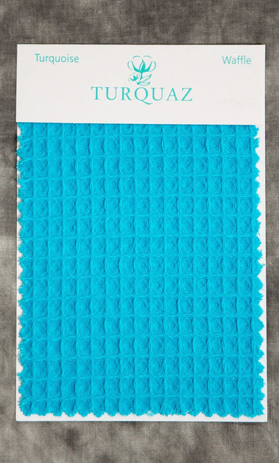 Turquoise Waffle Fabric Swatch - Free Shipping